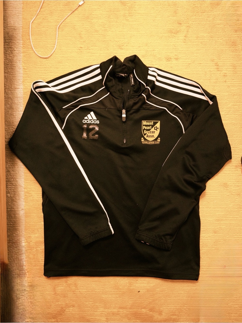 adidas Black and White Soccer Training Top with Crest